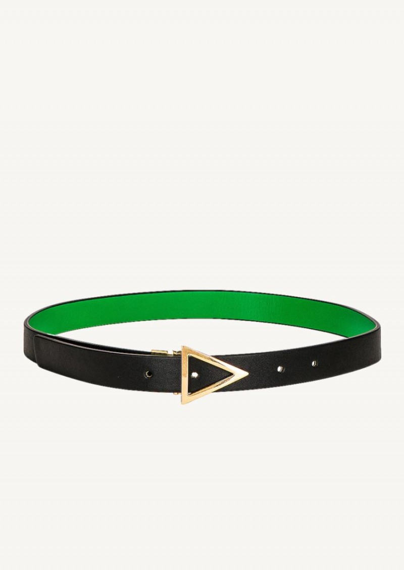 Black/Parakeet triangle belt with gold finish - Bottega Veneta ...