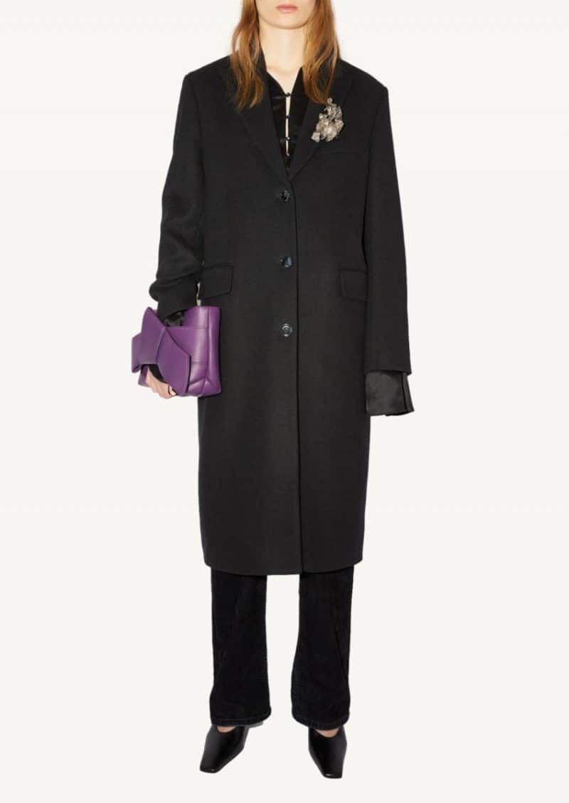 Black tailored twill coat