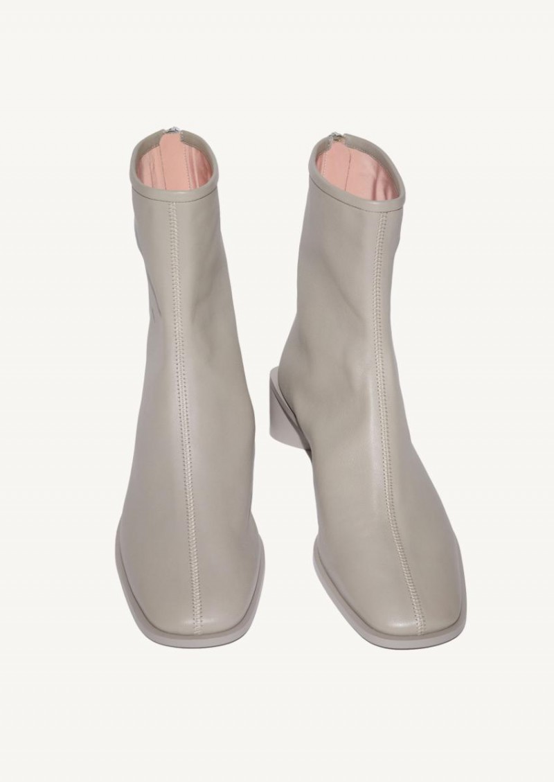 Light taupe square toe booties