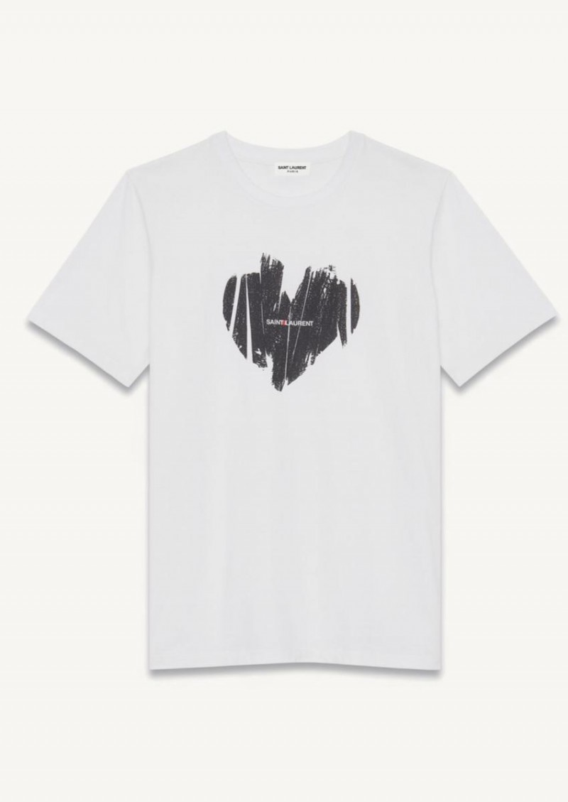 T-shirt Saint Laurent Coeur noir et blanc