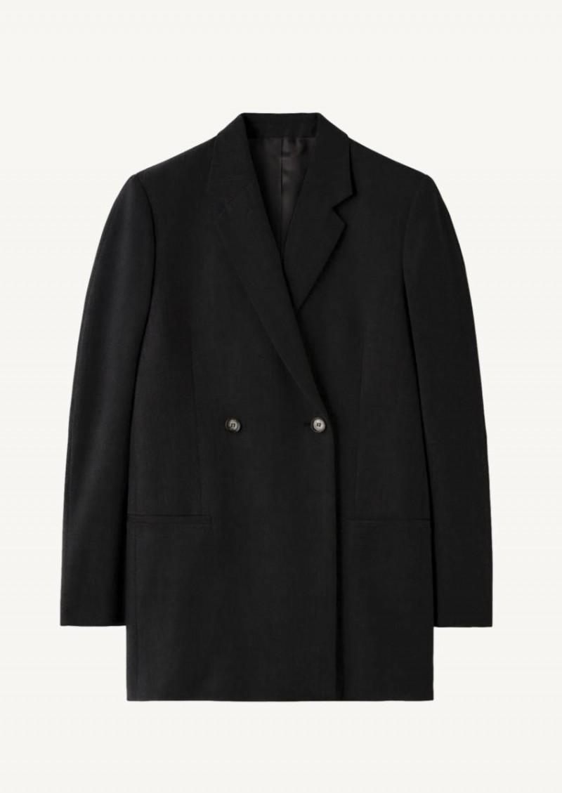 Blazer à double boutonnage fendu noir