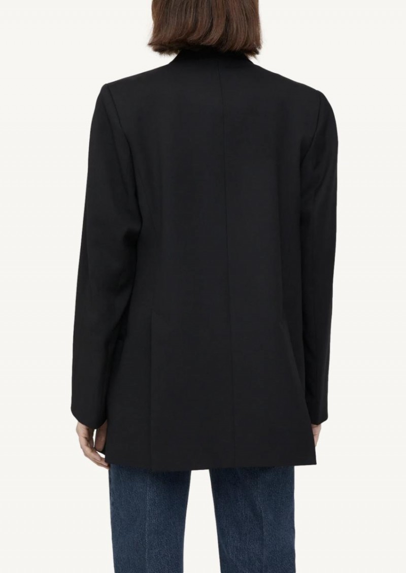 Blazer à double boutonnage fendu noir