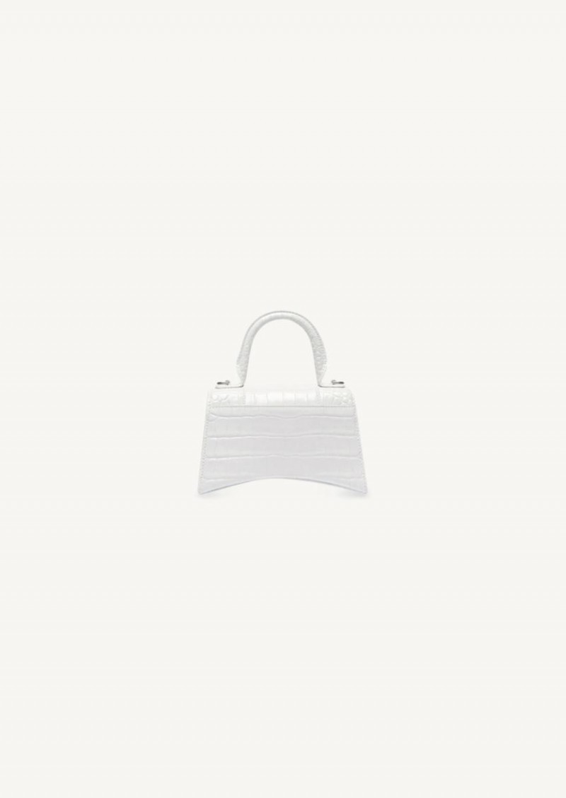 Sac Hourglass XS embossé crocodile blanc