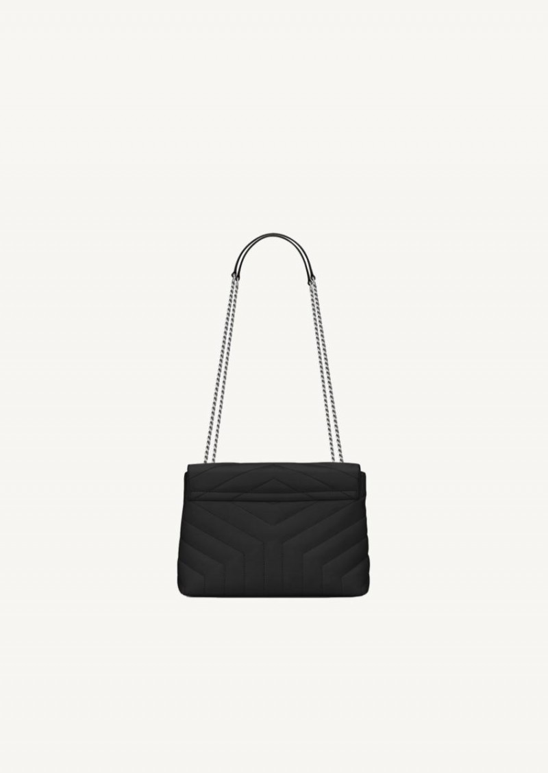 LOULOU SMALL CHAIN BAG IN MATELASSED LEATHER "YSL" black with silver finish