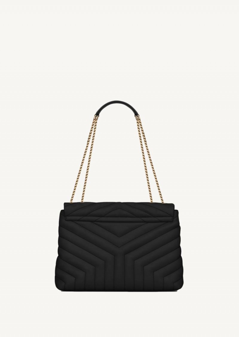 LOULOU MEDIUM CHAIN BAG IN QUILTED LEATHER "Y"black with gold finish