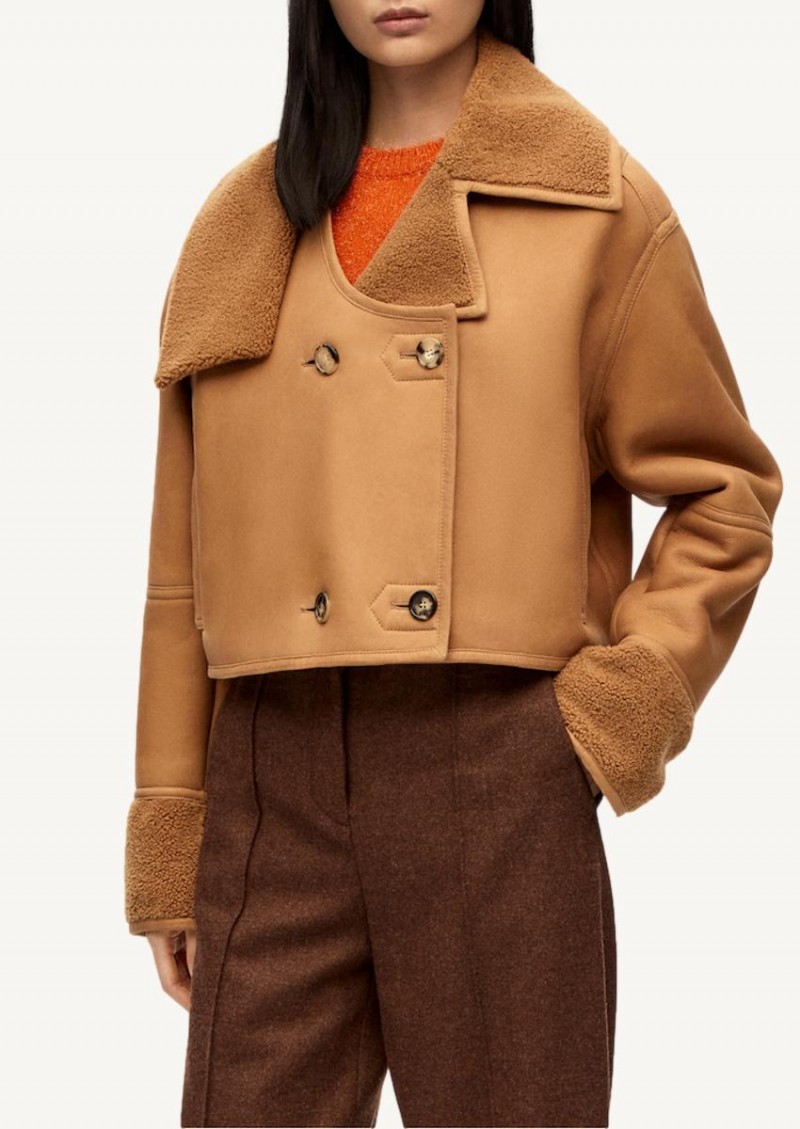 Veste désctructurée en shearling Desert Burgundy