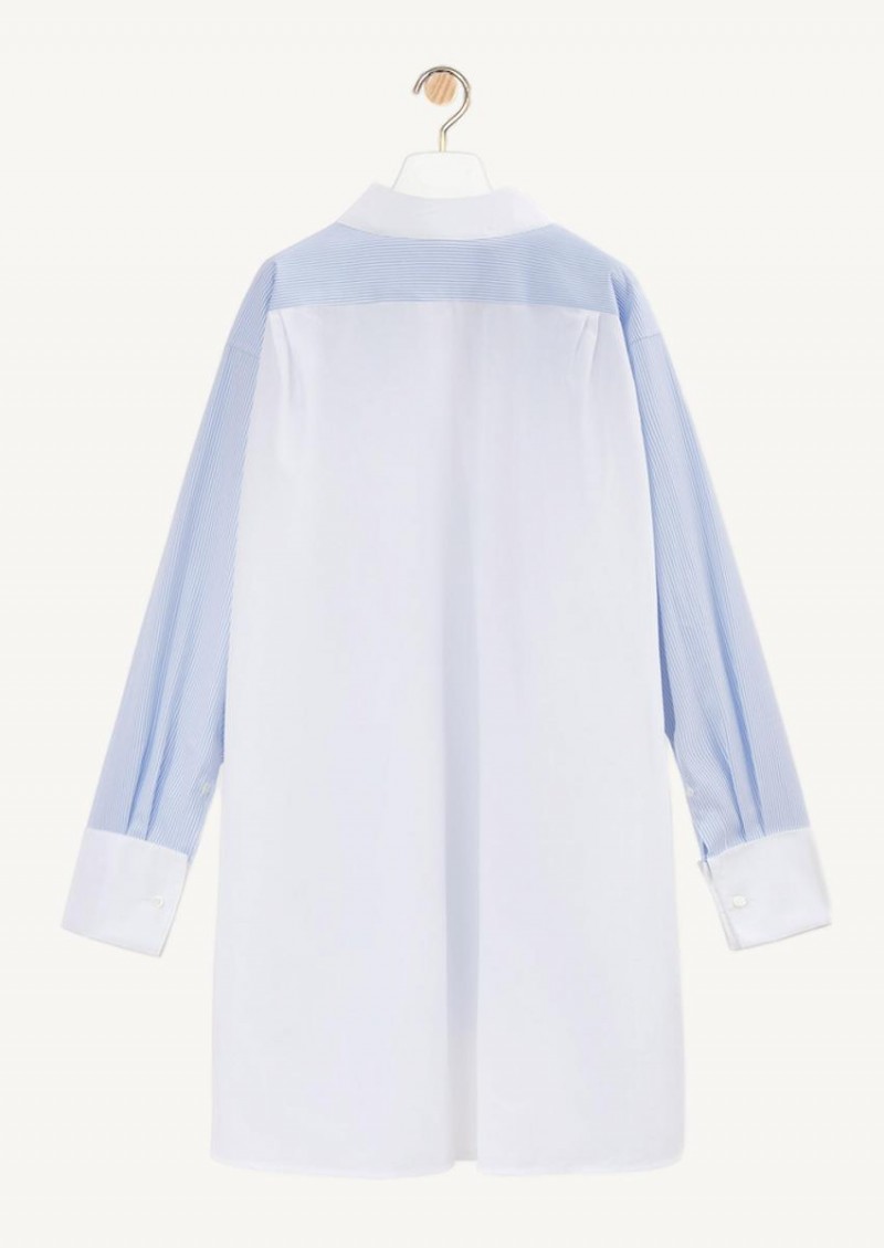 Chemise à plastron rayé blanc et bleu