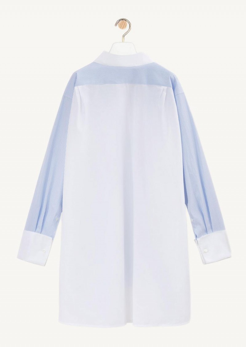 Striped plastron shirt white and blue