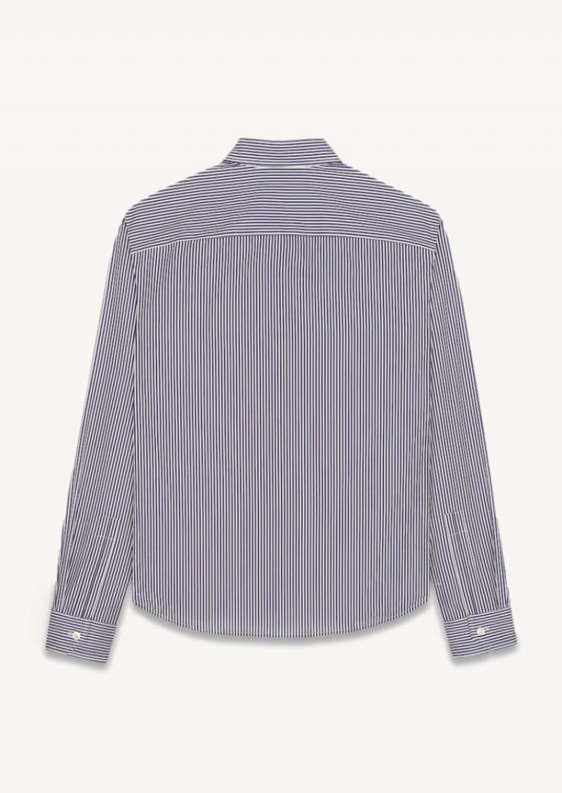 Chemise monogramme à rayures blanche et encre