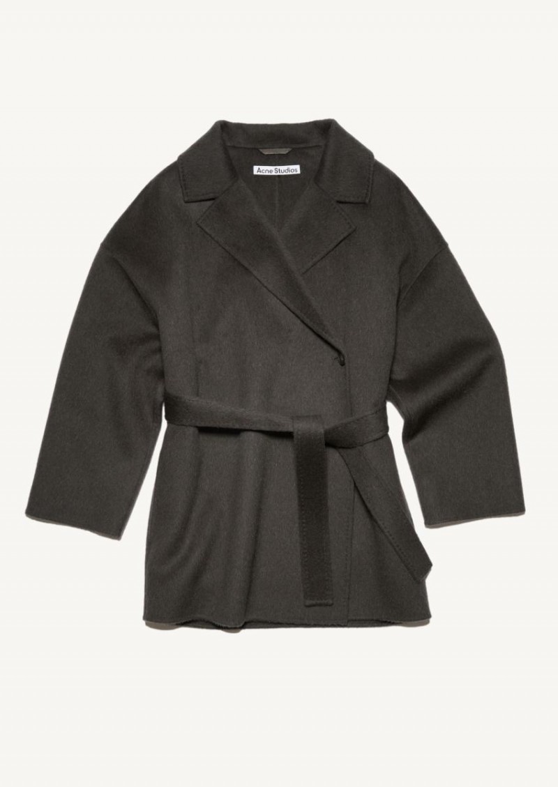 Charcoal grey asymmetric straight coat