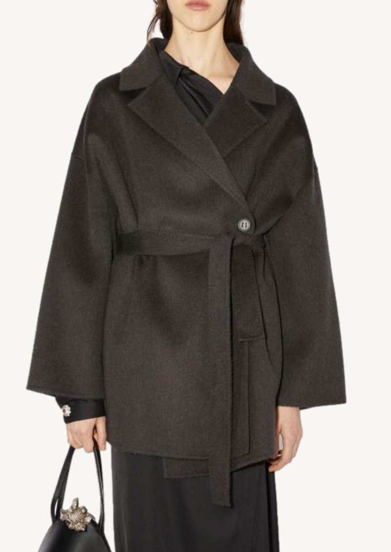 Charcoal grey asymmetric straight coat