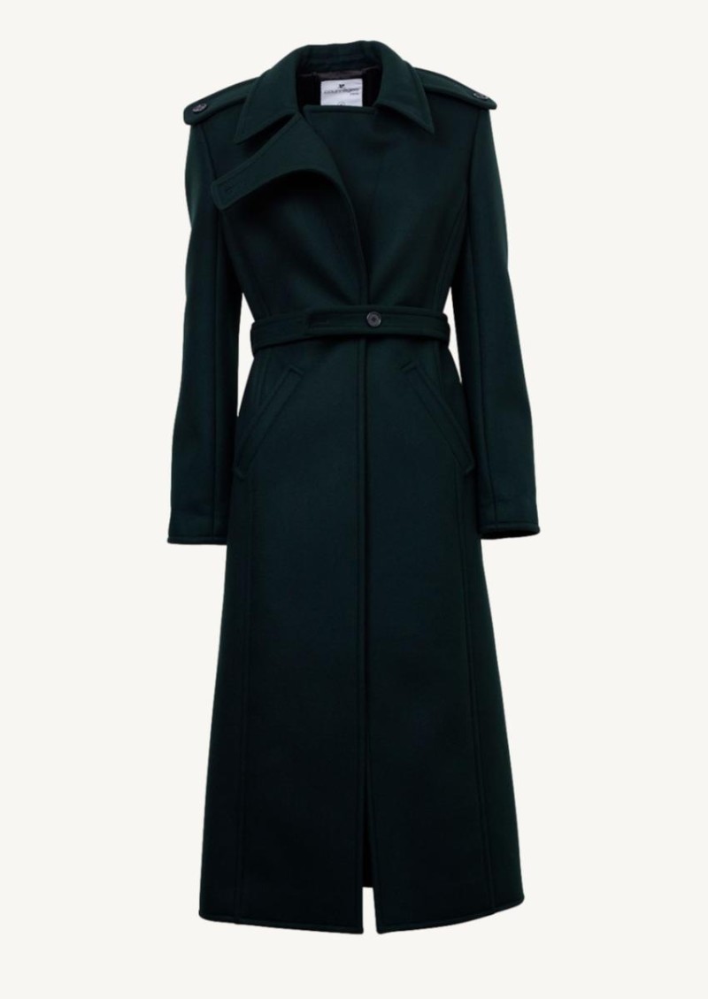 Manteau Vintage Courrèges En Laine - Couleur Vert Anis Et Noir - Taille 42 - Occasion Très Bon état