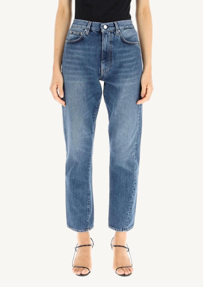 Washed blue jeans