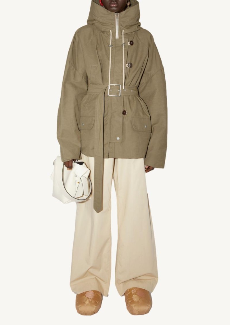 Veste cirée à capuche vert kaki