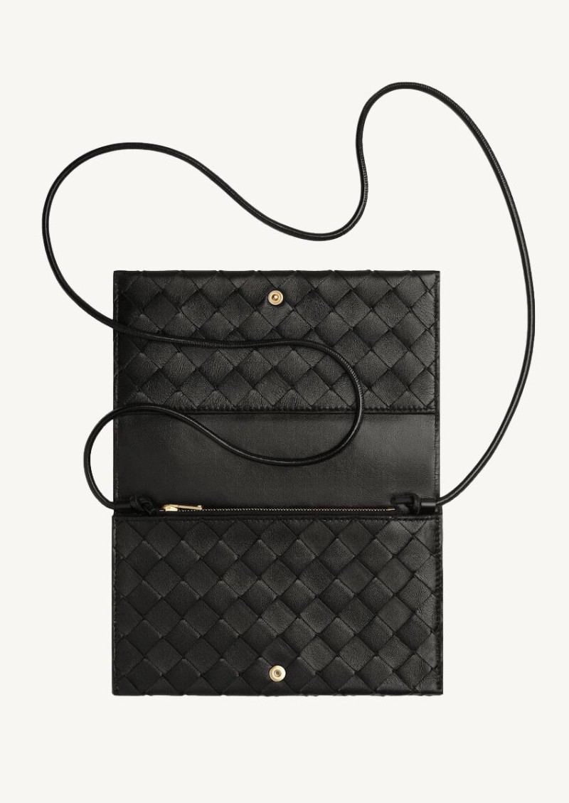 Wallet with black shoulder strap Bottega Veneta