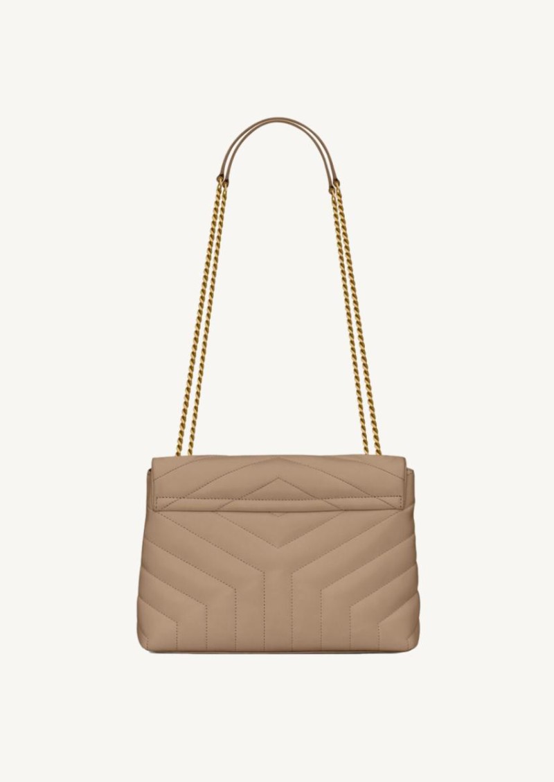 Sac Loulou small en suède greyish brown finitions or