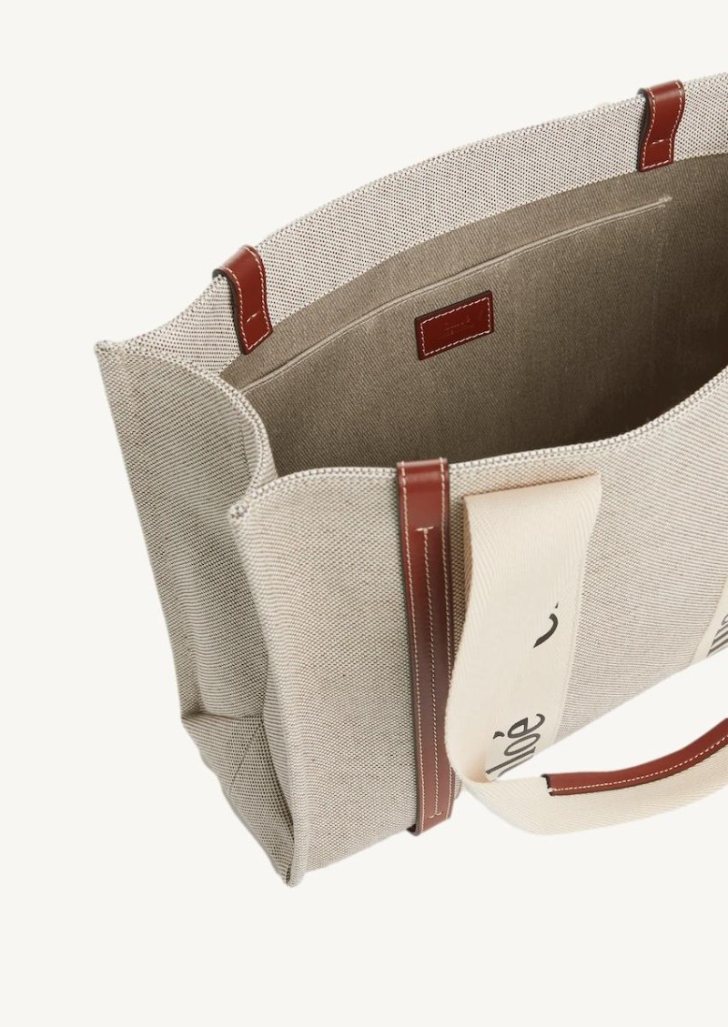 Tote bag medium Woody white and brown