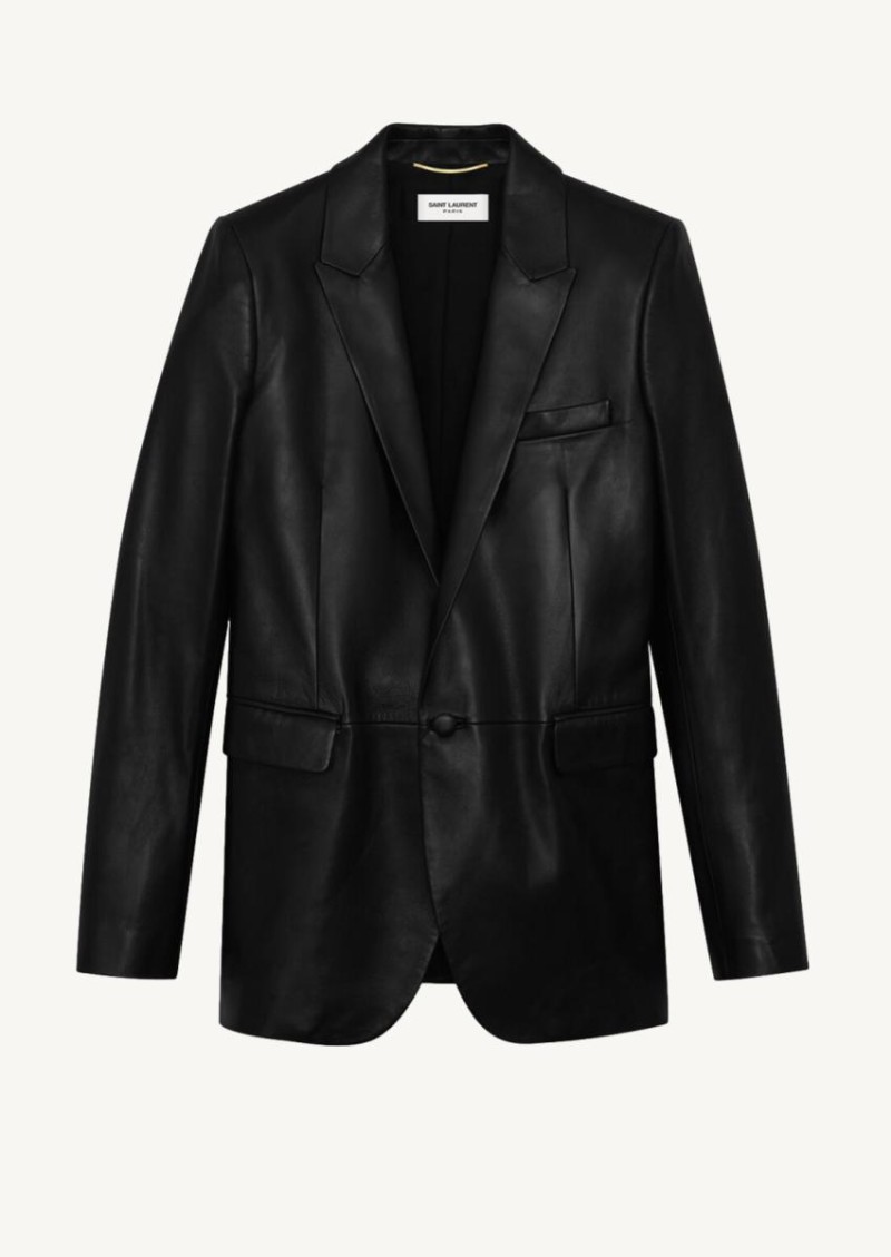 Black leather suit jacket