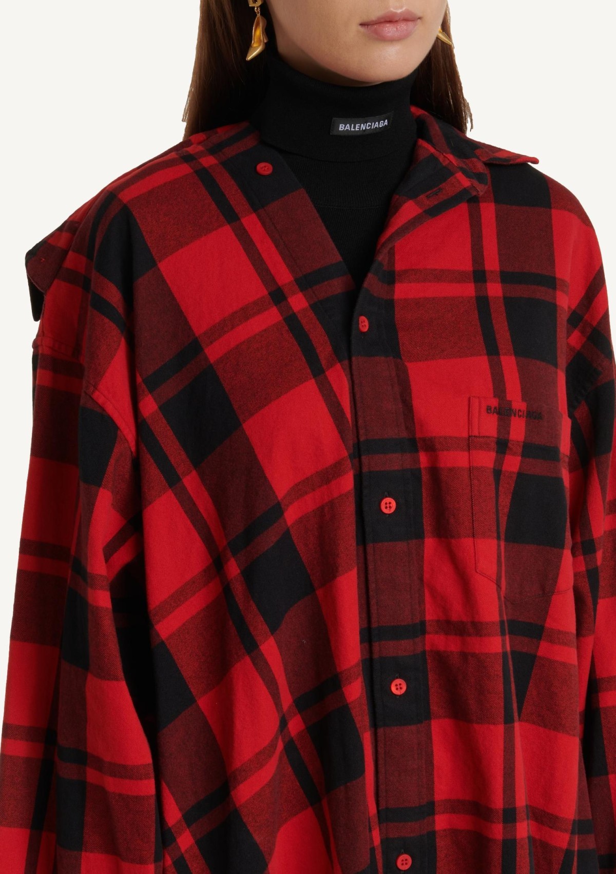 Robe chemise Twisted à carreaux rouge et noire