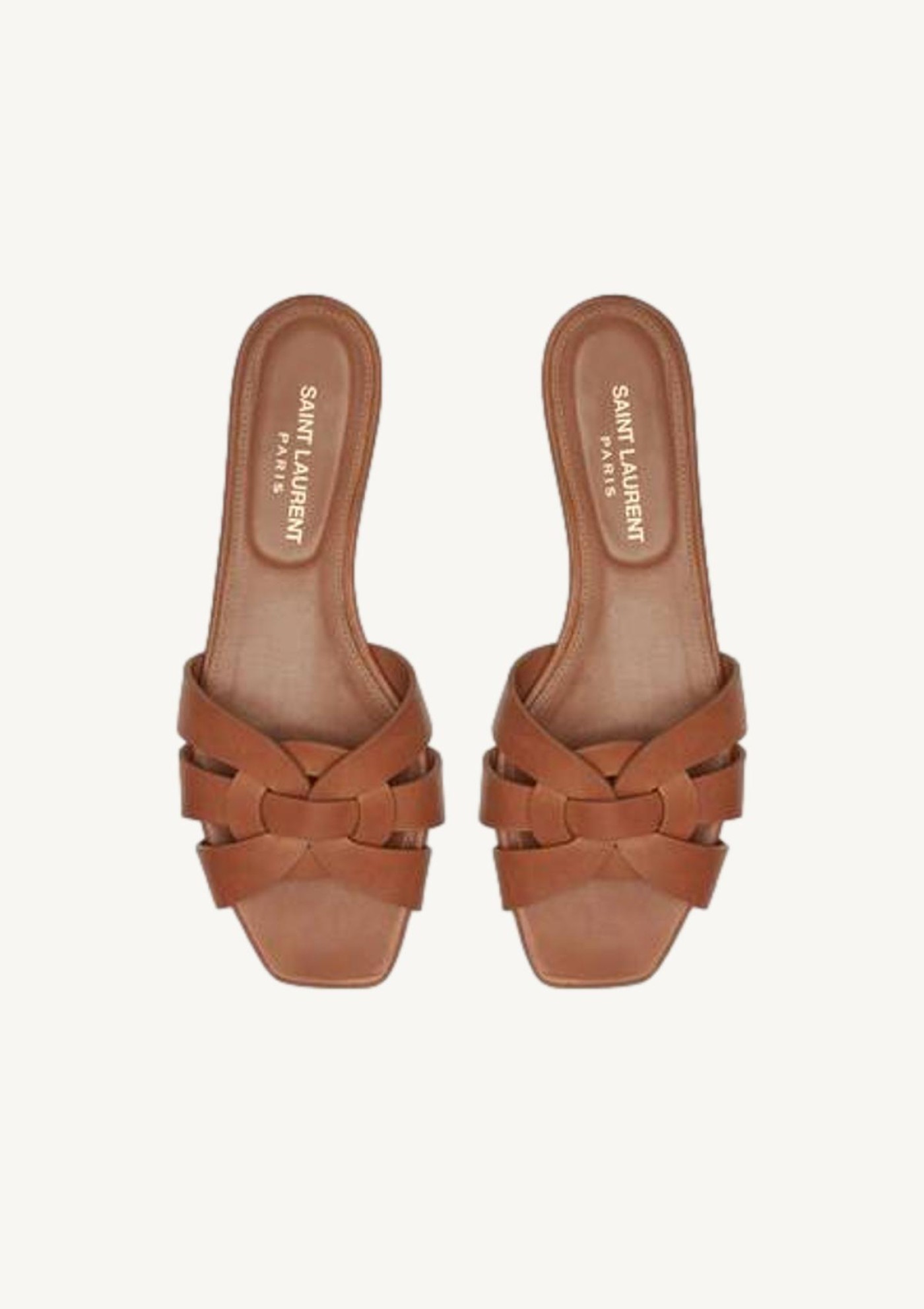 Tribute mules in smooth amber leather