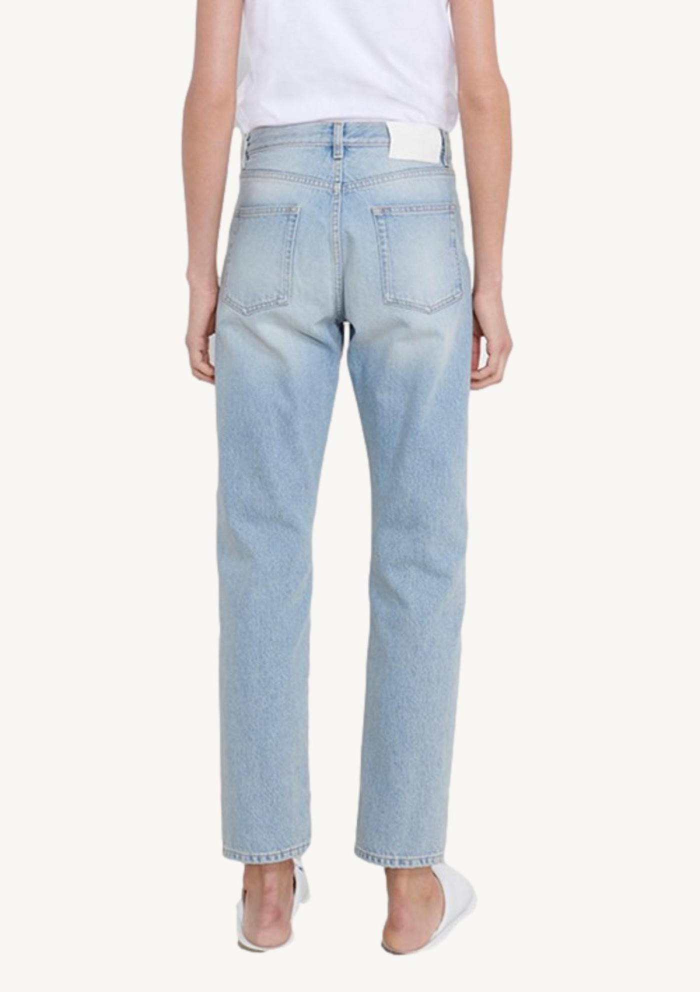 Washed light blue WULAR straight pants in ivory denim