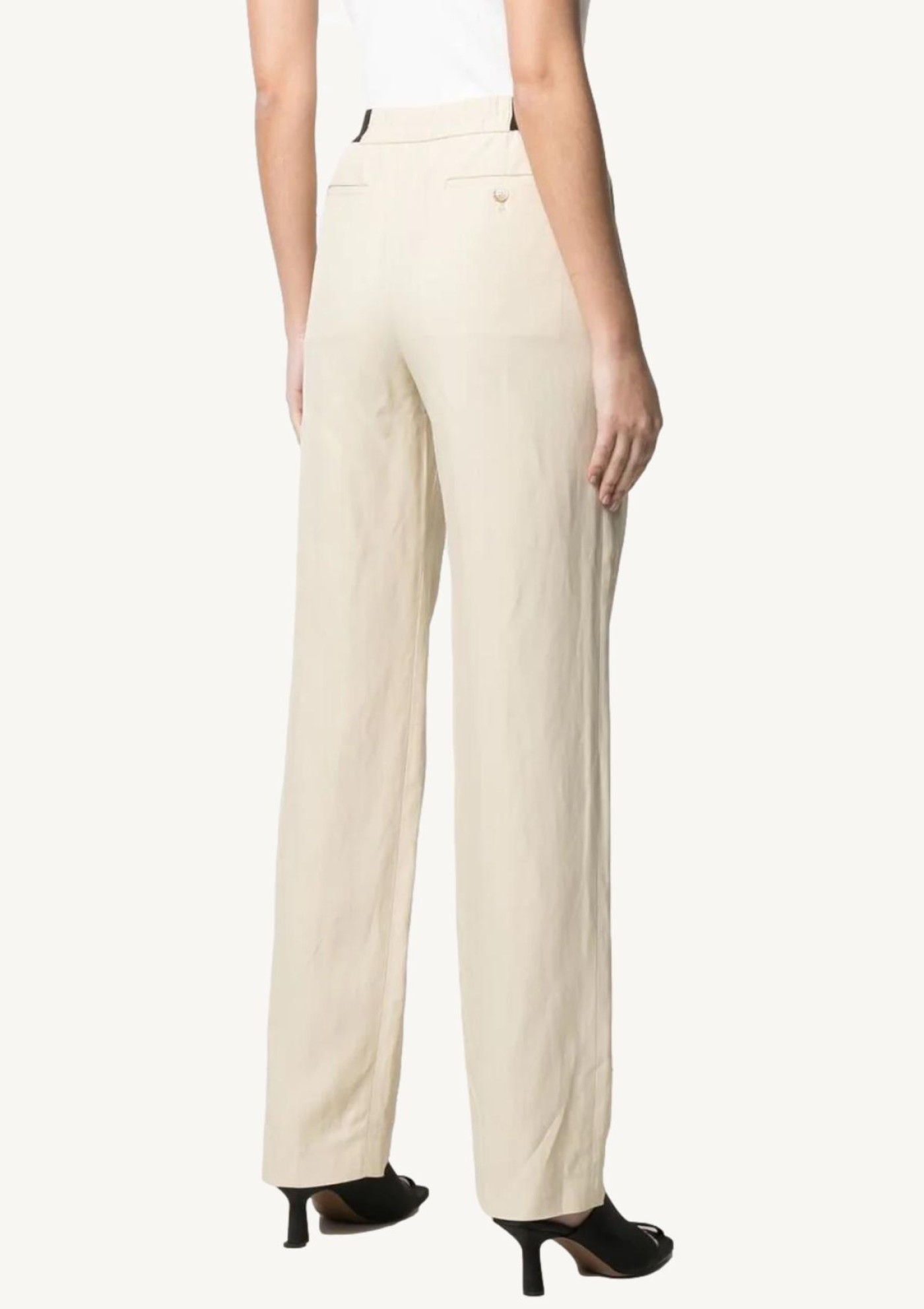 Beige Takaroa pants with elastic waist