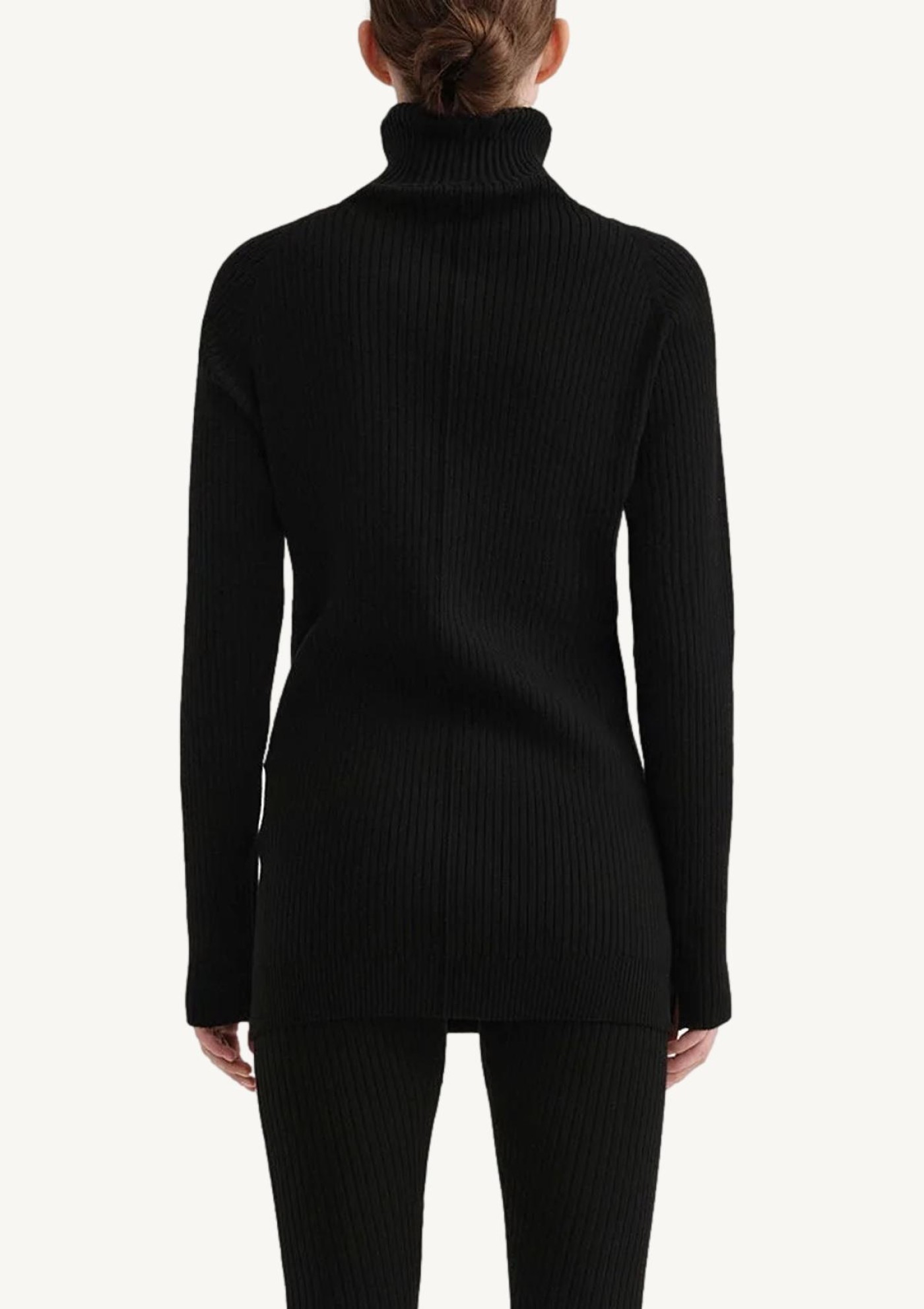 Rib knit wool turtleneck black