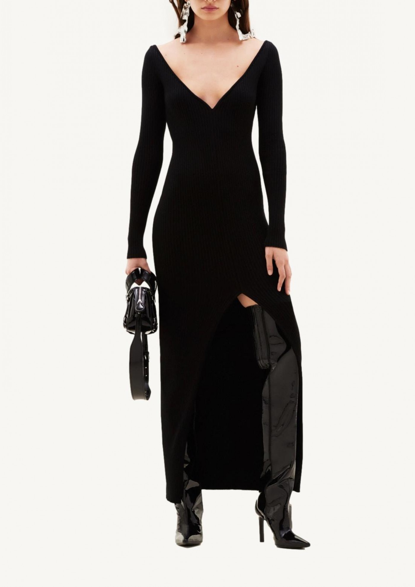 SWALLOW LONG RIB KNIT DRESS - Courrèges