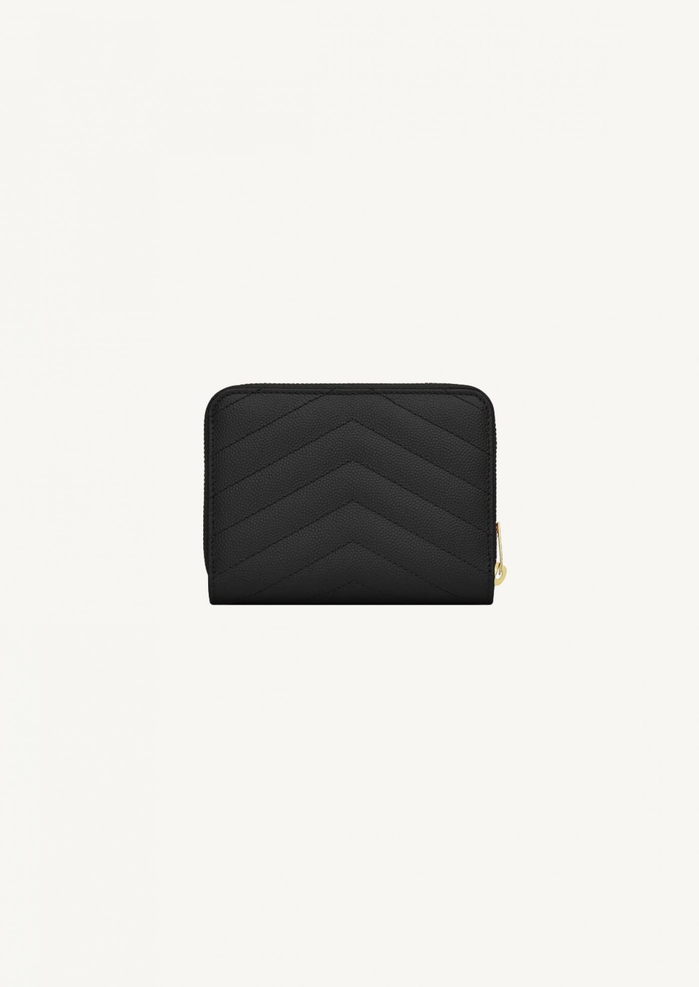 CASSANDRA QUILTED ZIPPED COMPACT WALLET IN EMBOSSED LEATHER POWDER GRAIN
