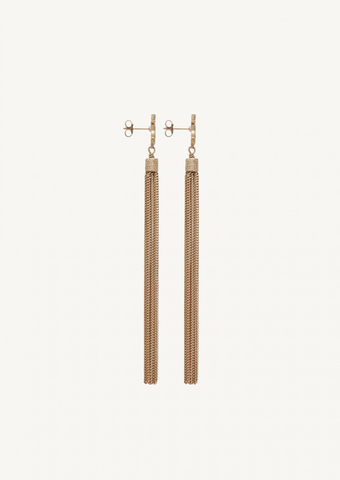 BOUCLES D'OREILLES LOULOU À POMPON CHAINES EN LAITON DORÉ CLAIR