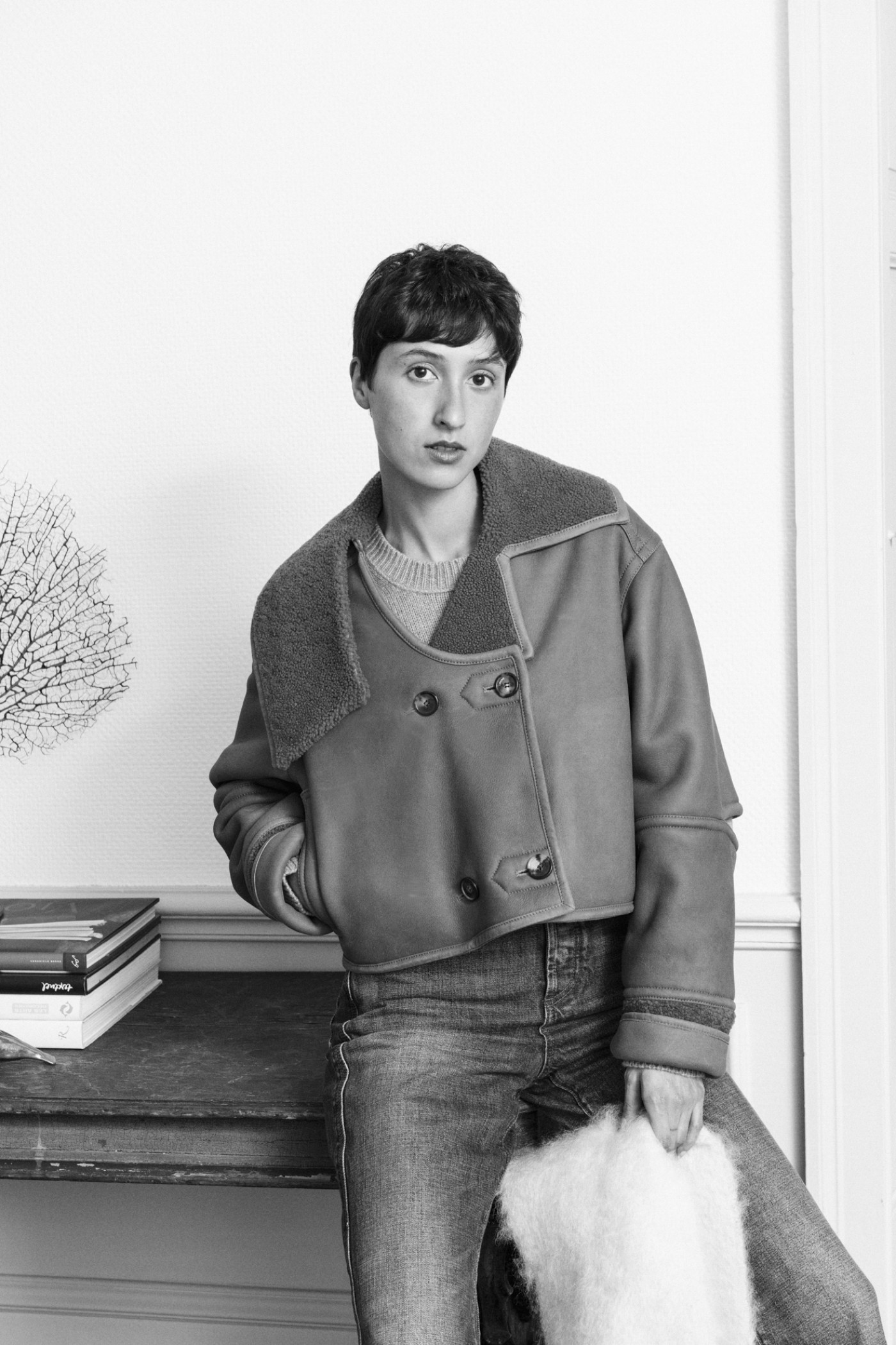Veste désctructurée en shearling Desert 