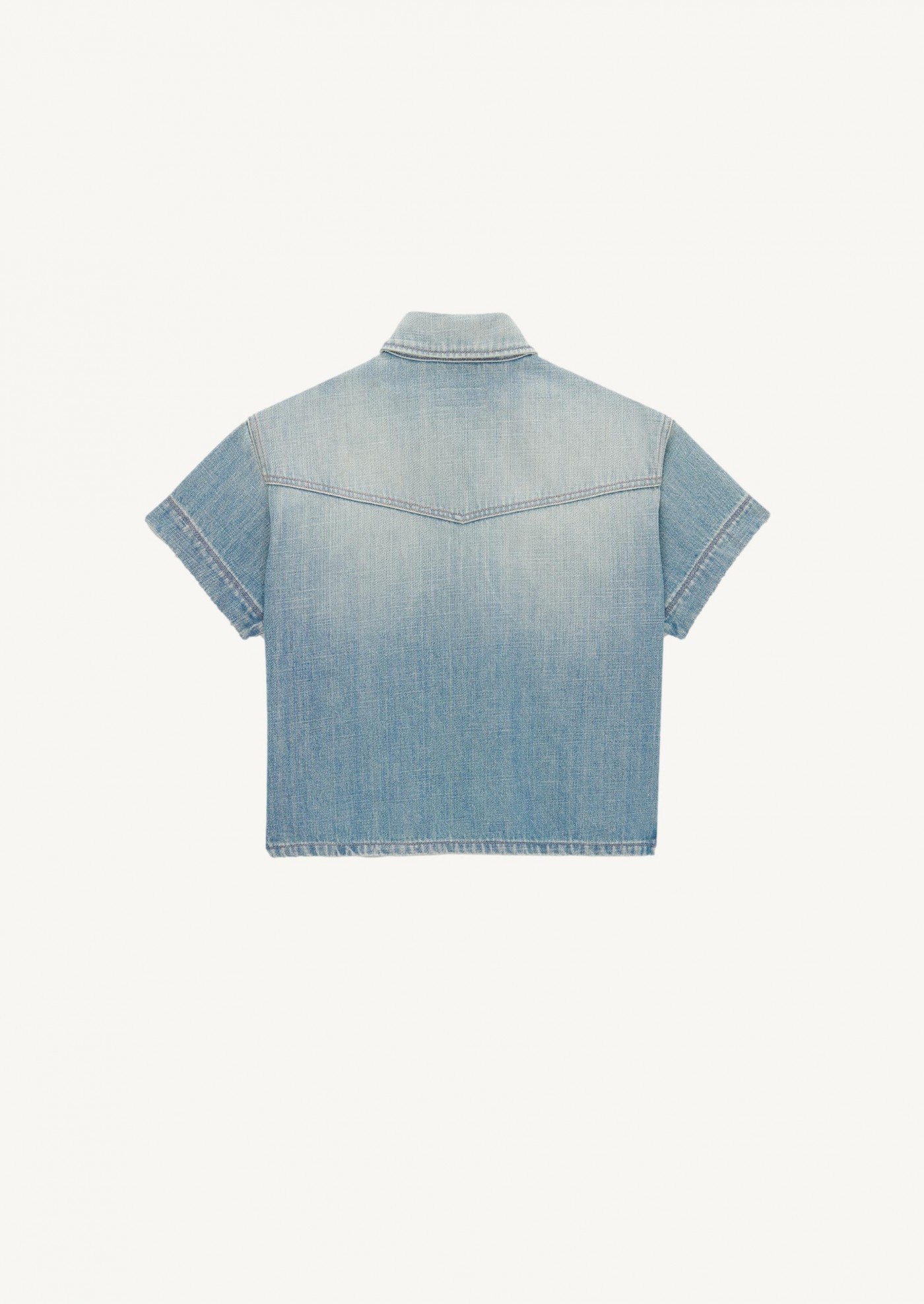 CHEMISE COURTE EN DENIM BLUE TWILL