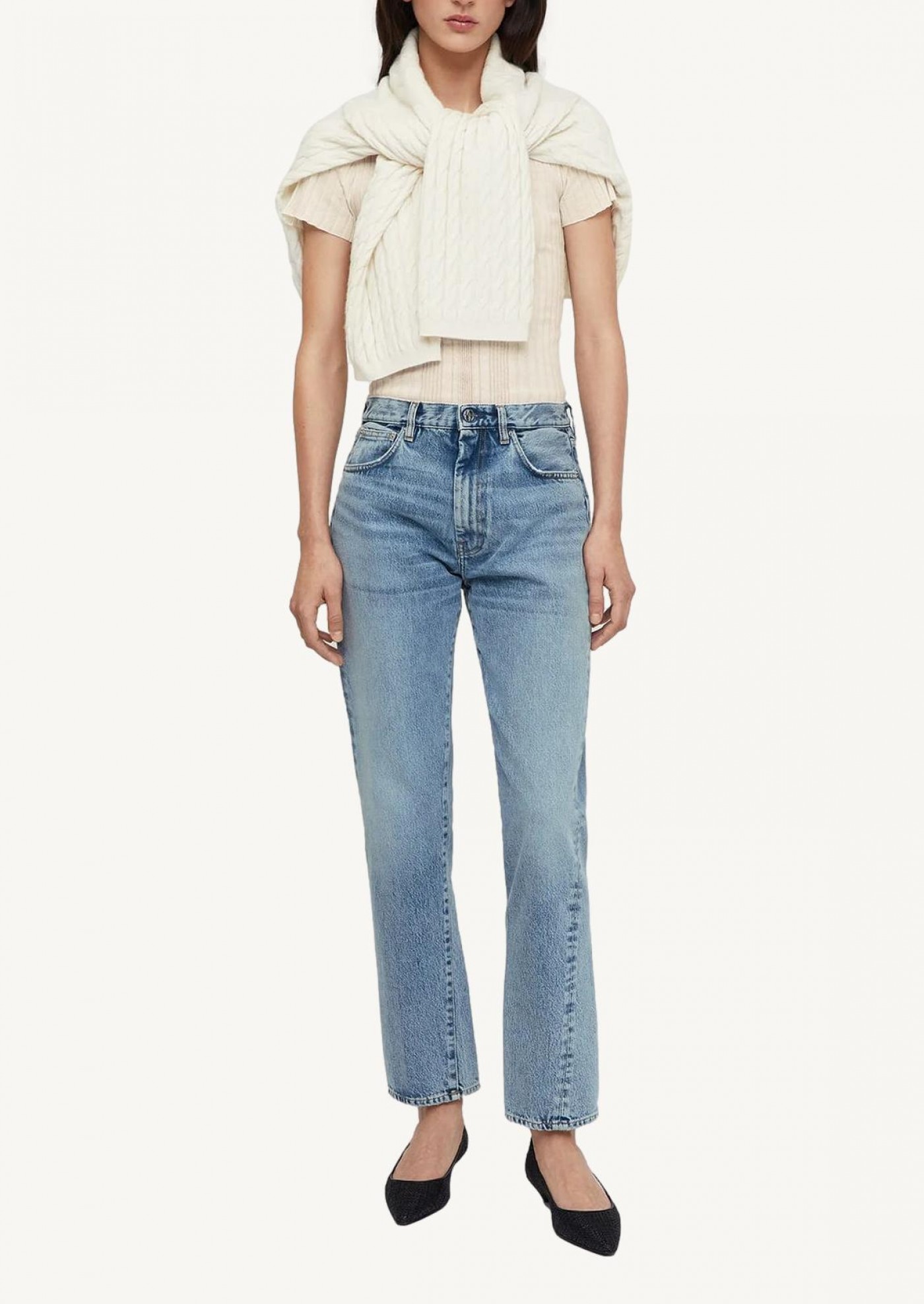 Twisted seam denim worn blue