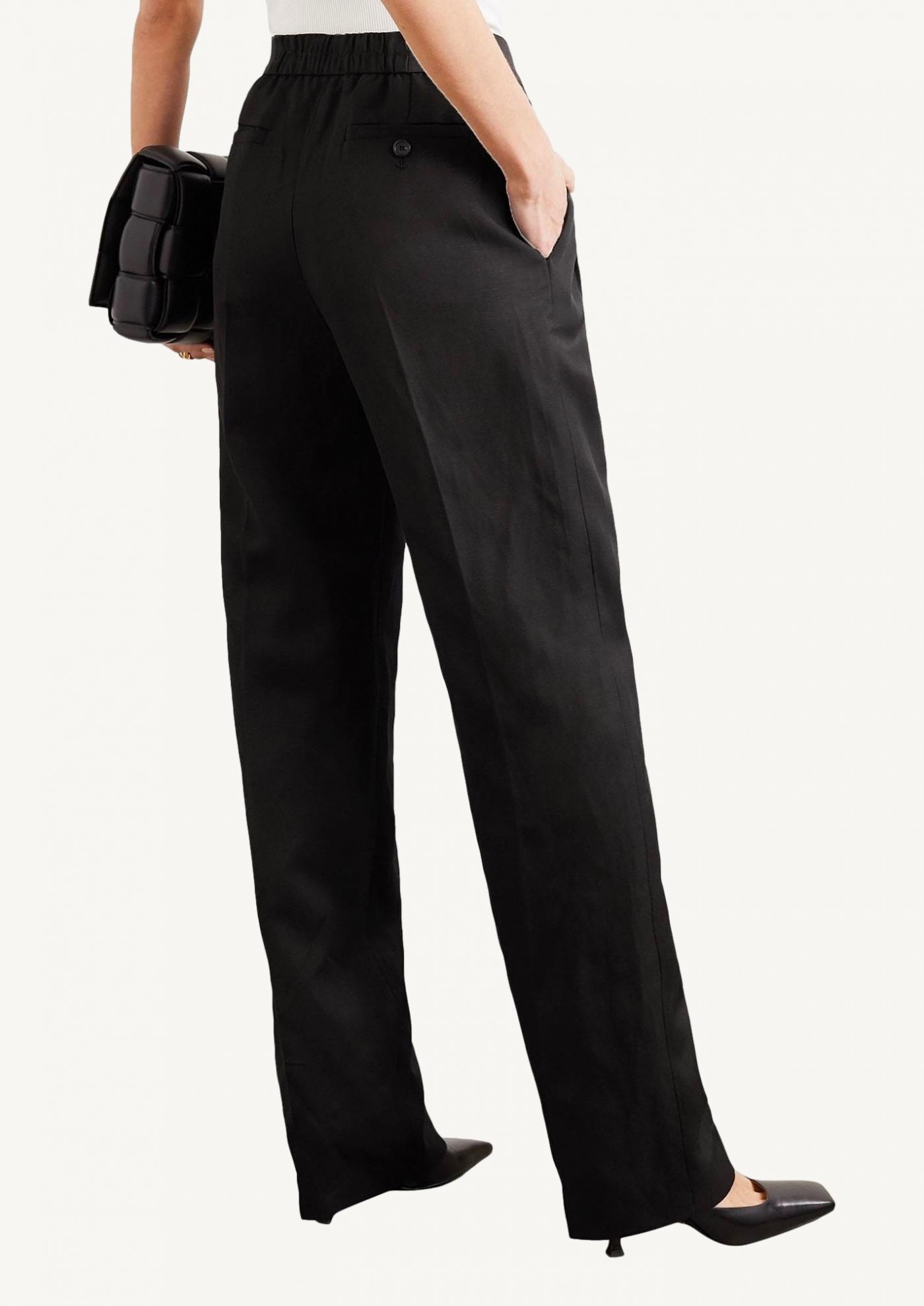 Hannas straight pants with elastic belt in black