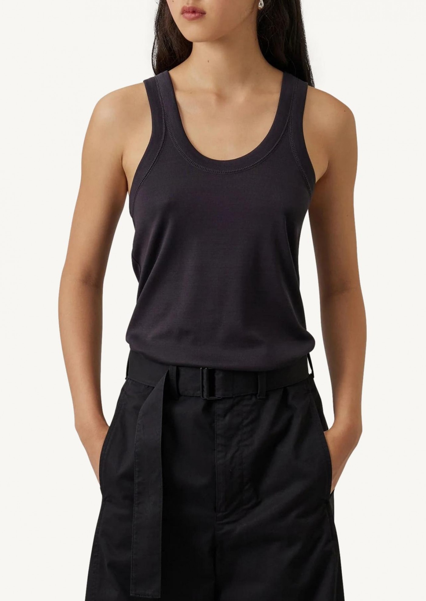 Squid ink ribbed tank top