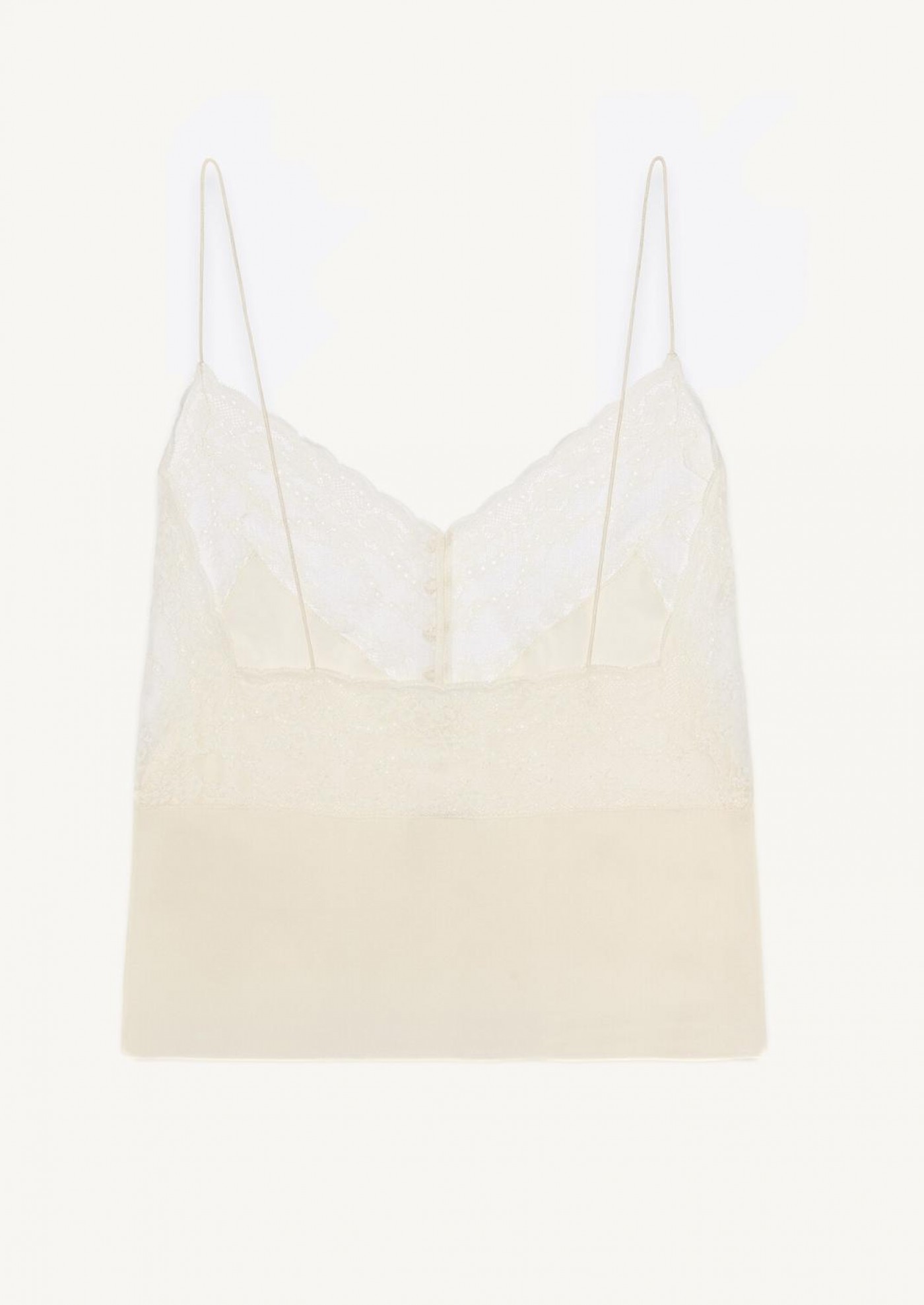 Top in satin silk charmeuse and white lace