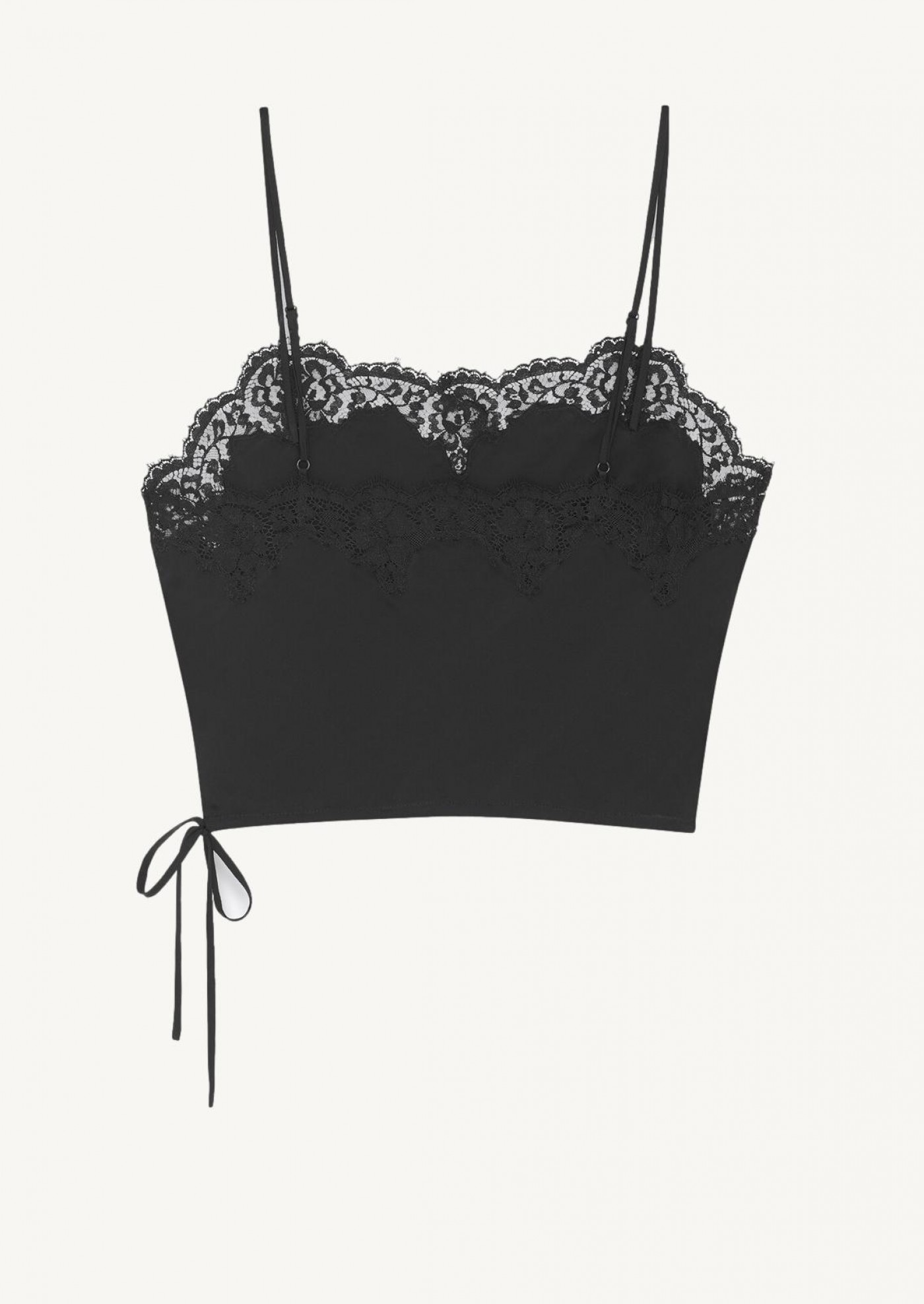 Black silk satin camisole
