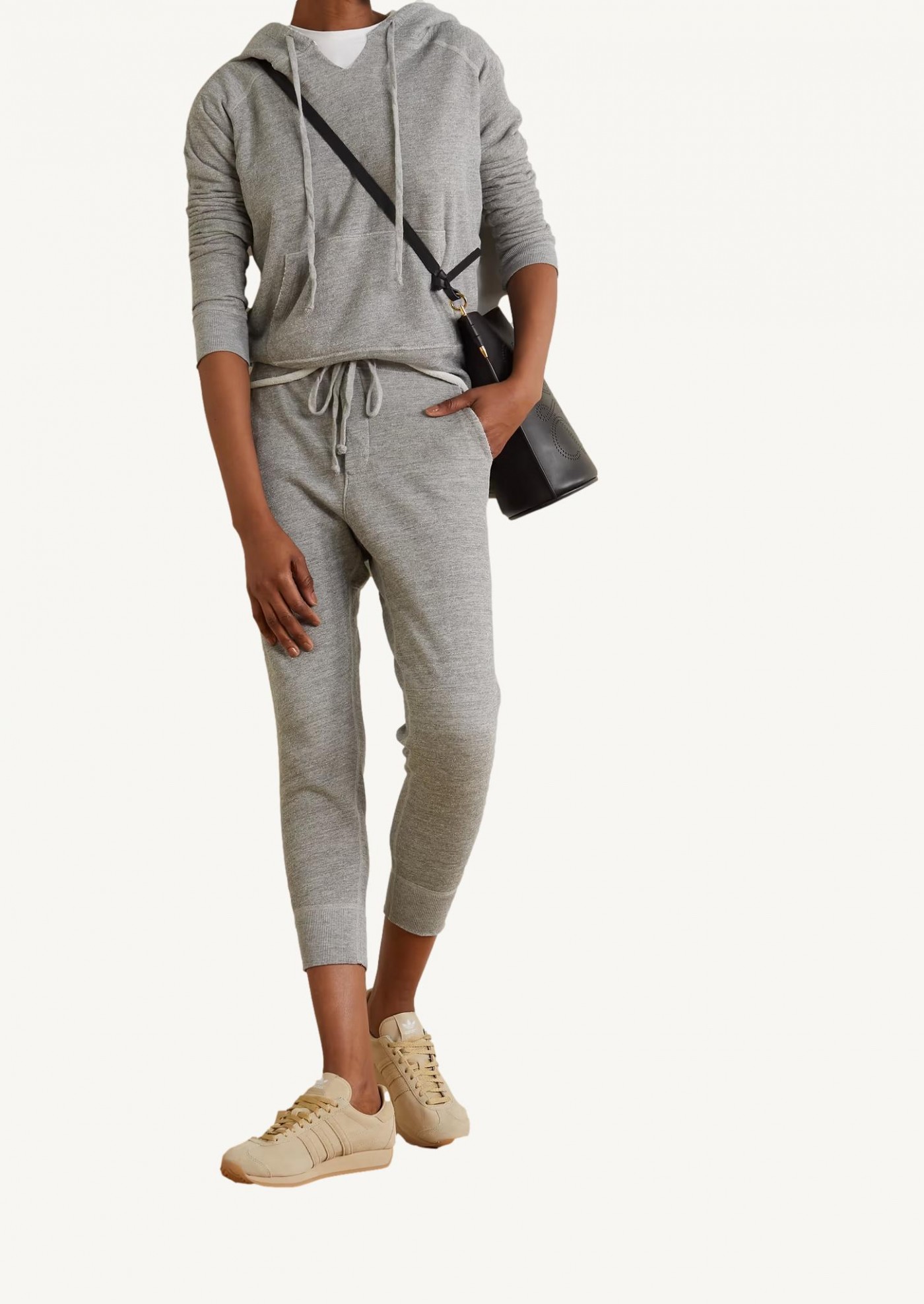 Sweat à capuche en jersey de coton effet vieilli Janie