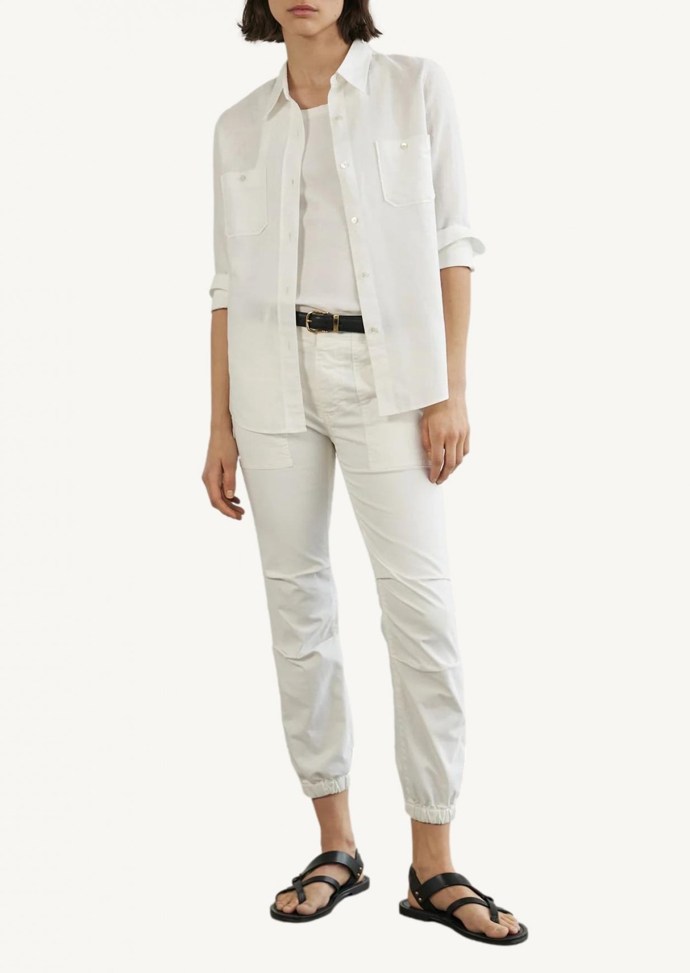 Cropped military pant white