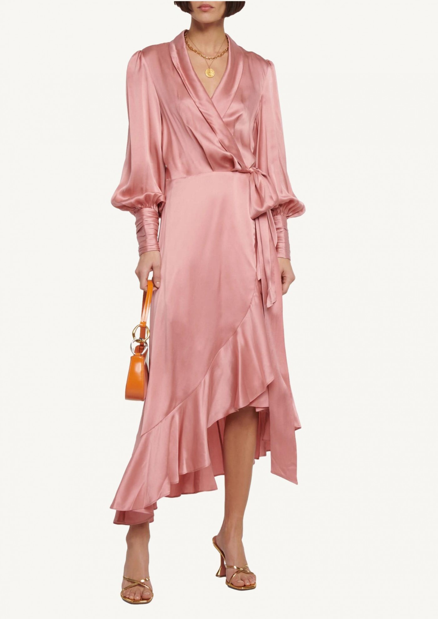 Blush silk wrap dress