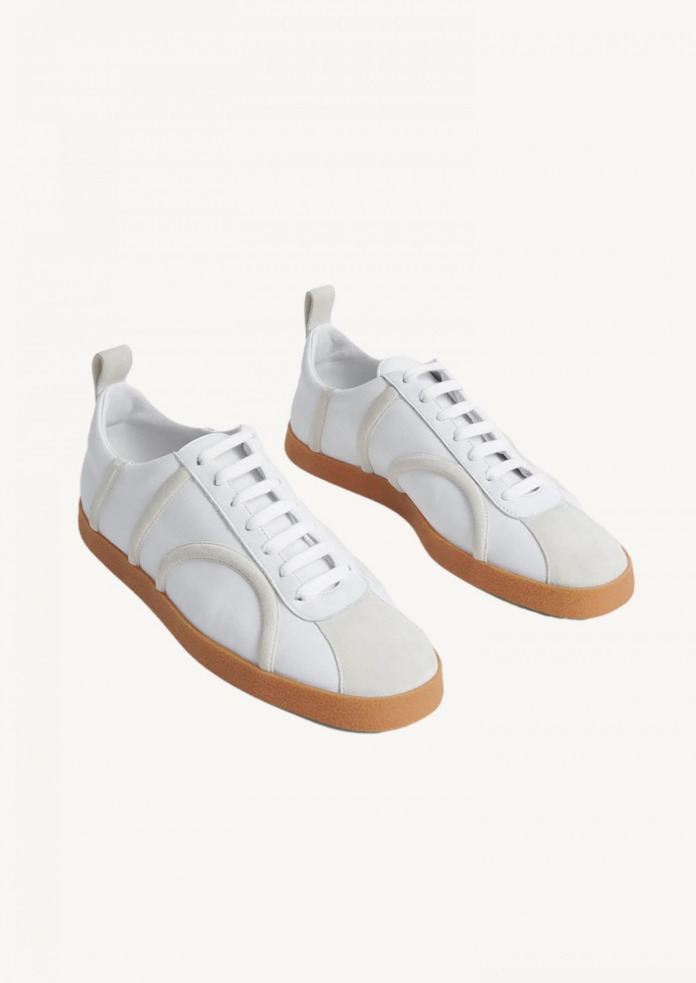 Sneaker en cuir blanc cassé