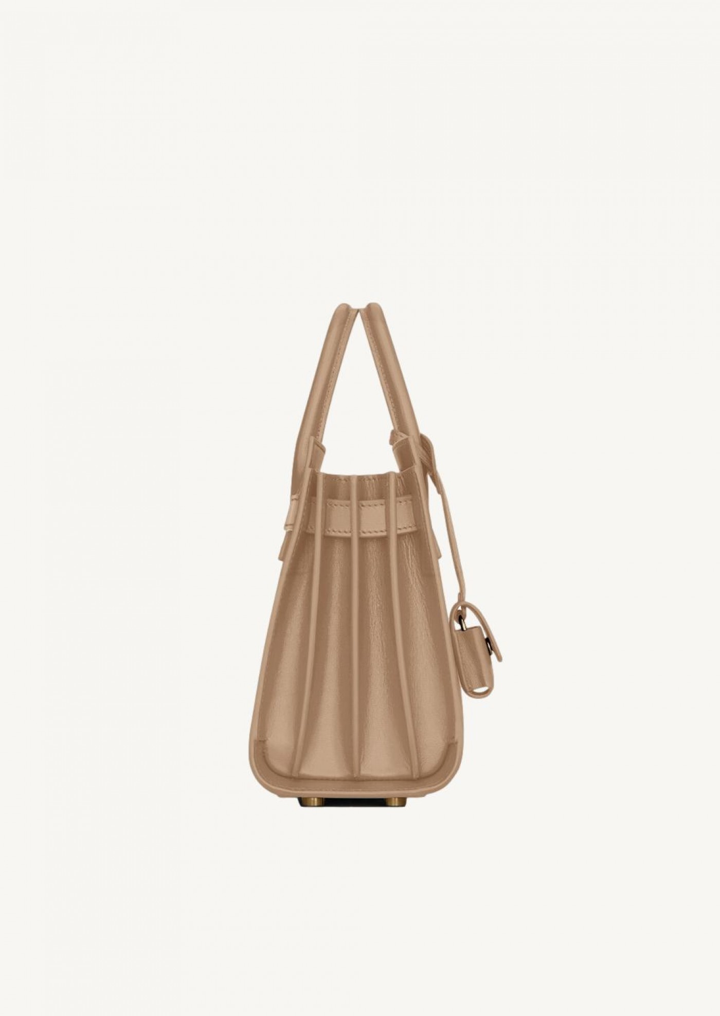 Nano beige day bag in smooth leather