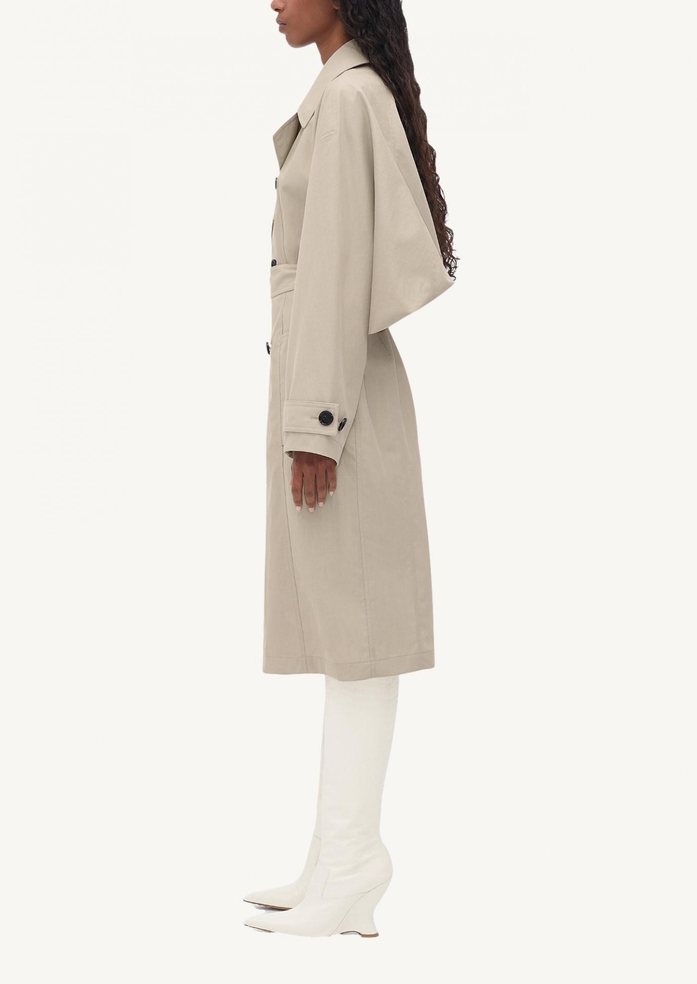 Beige cotton and nylon trench coat
