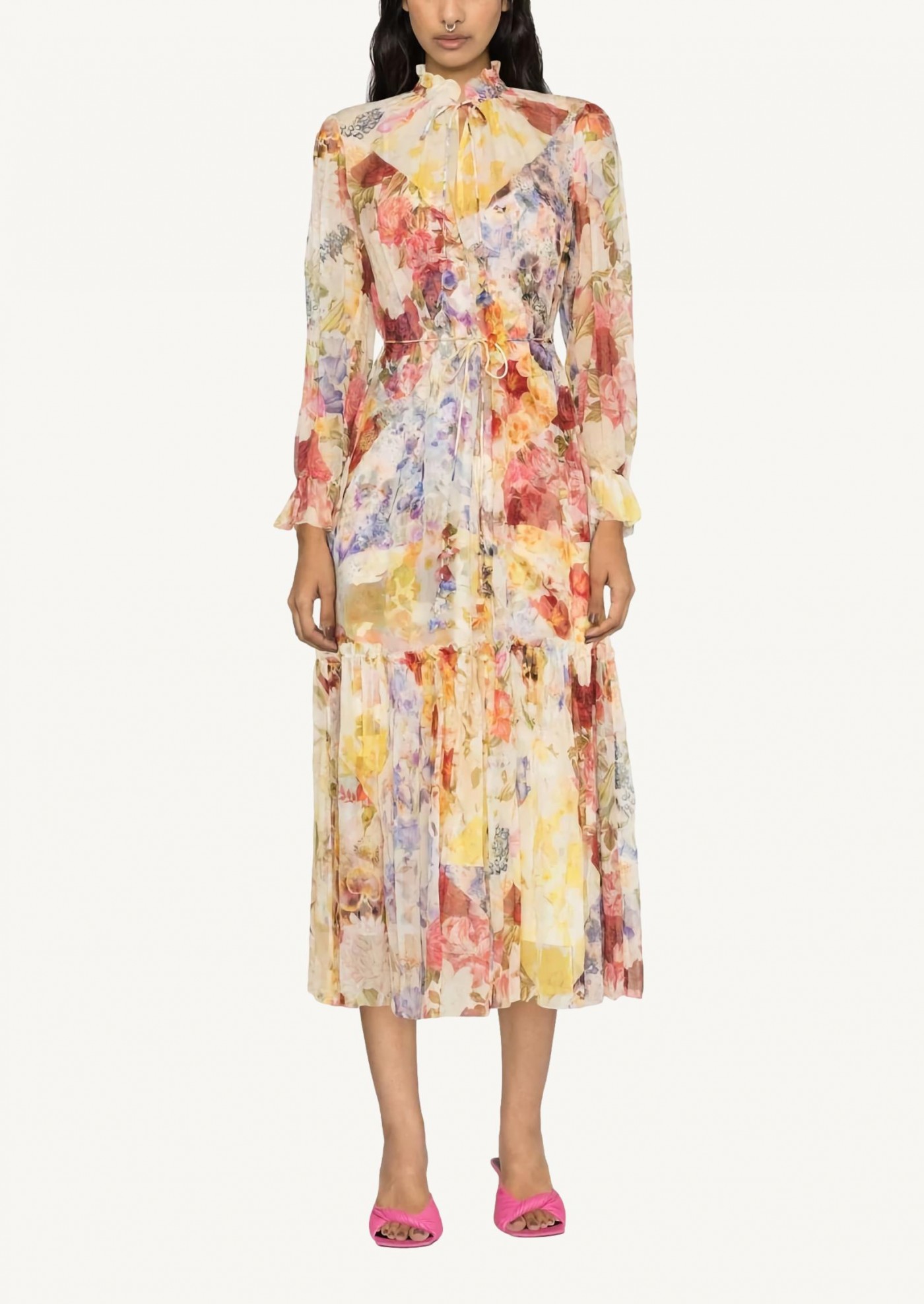 Wonderland floral-print silk dress