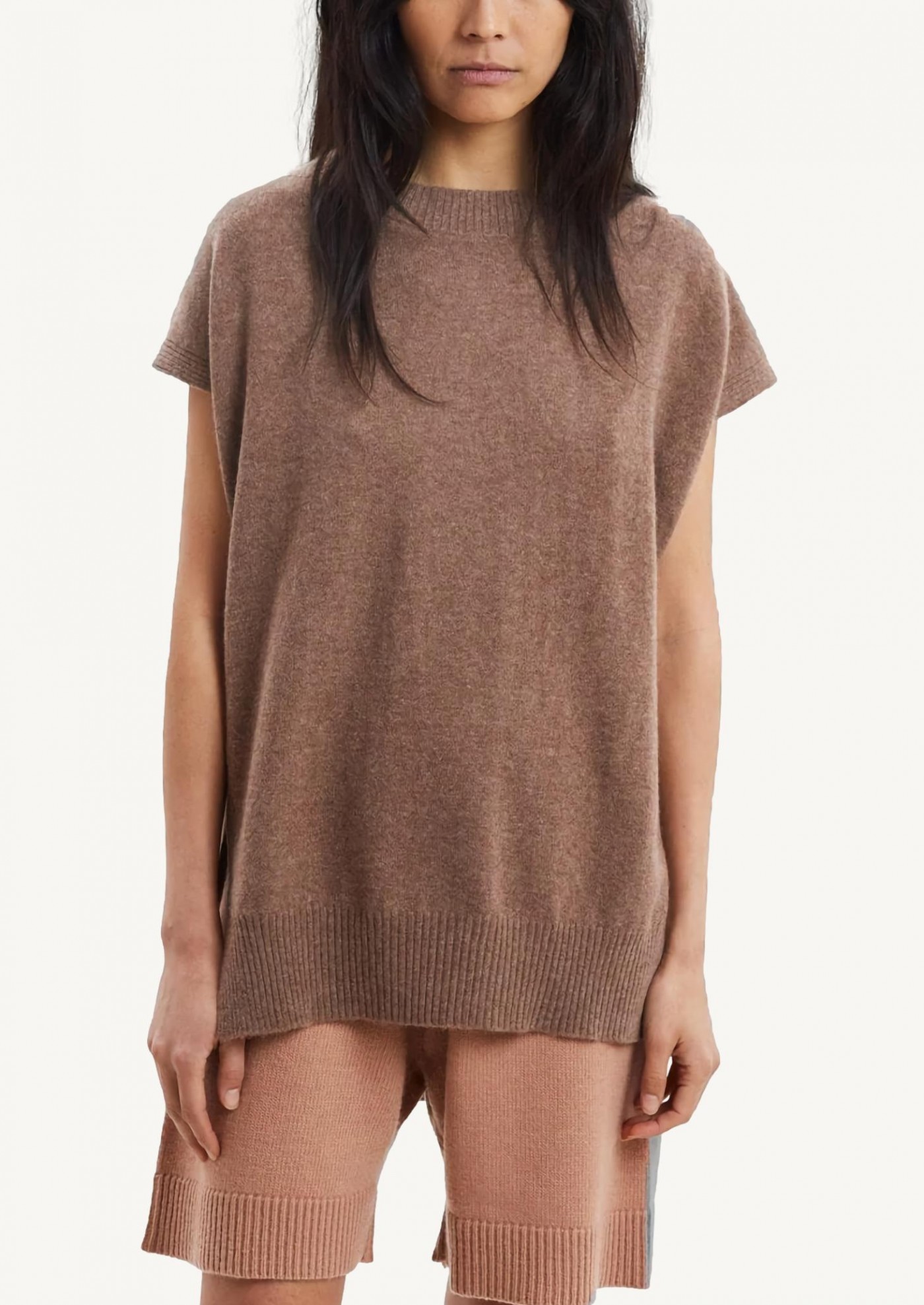 LOULOU STUDIO MONBASA SCARF SWEATER - MOCHA MELANGE