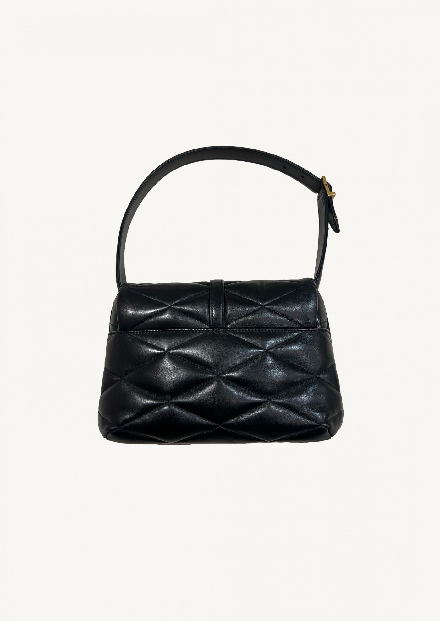 Le 57 Hobo noire en cuir matelassé finitions or et argent