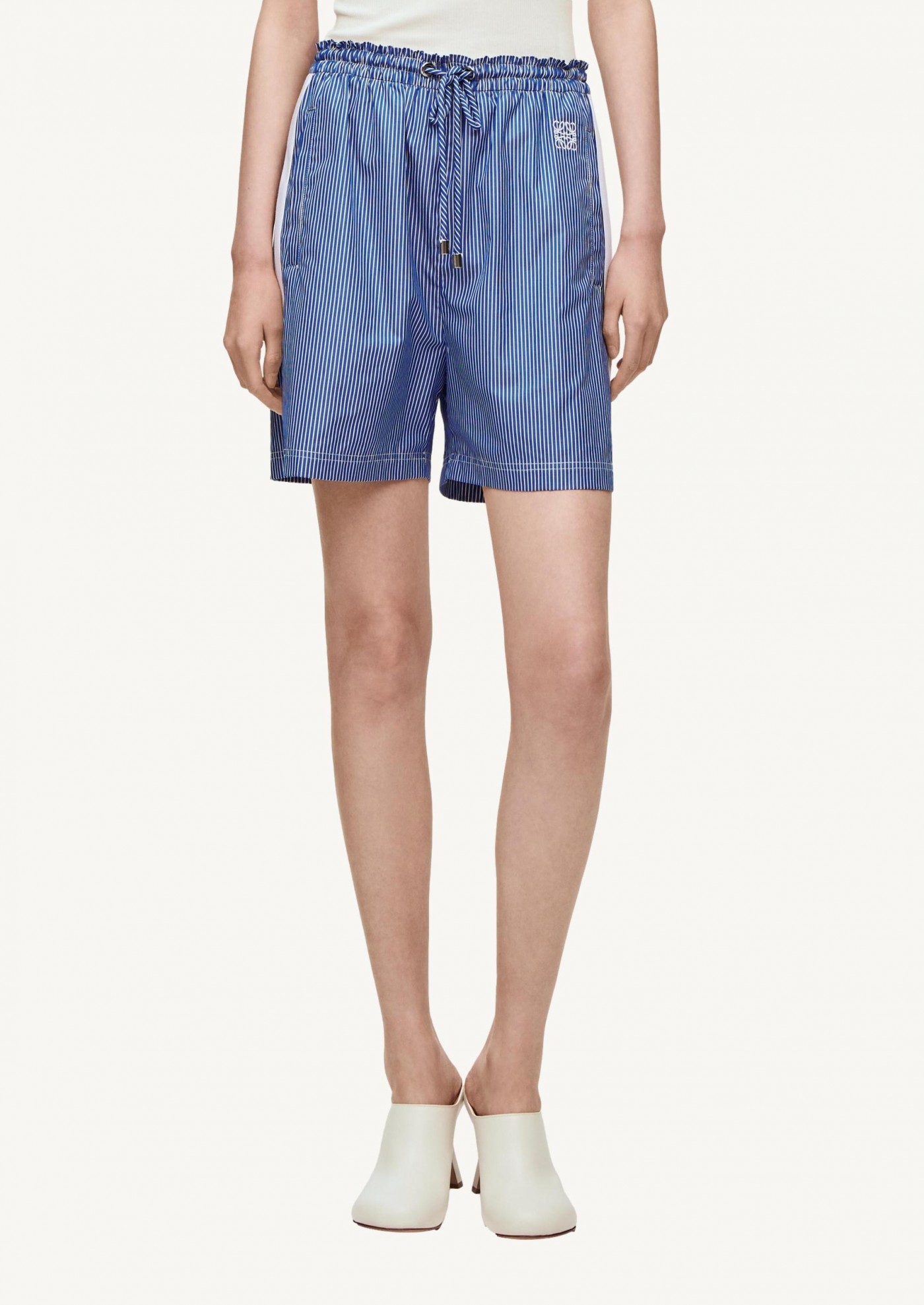 Striped shorts in cotton poplin