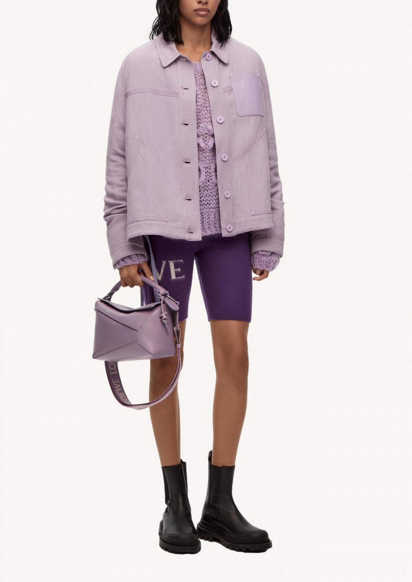 Small Puzzle Edge bag in satin calfskin Aubergine Pale Glaze Loewe Small Puzzle Edge bag in satin calfskin Aubergine Pale Glaze Loewe