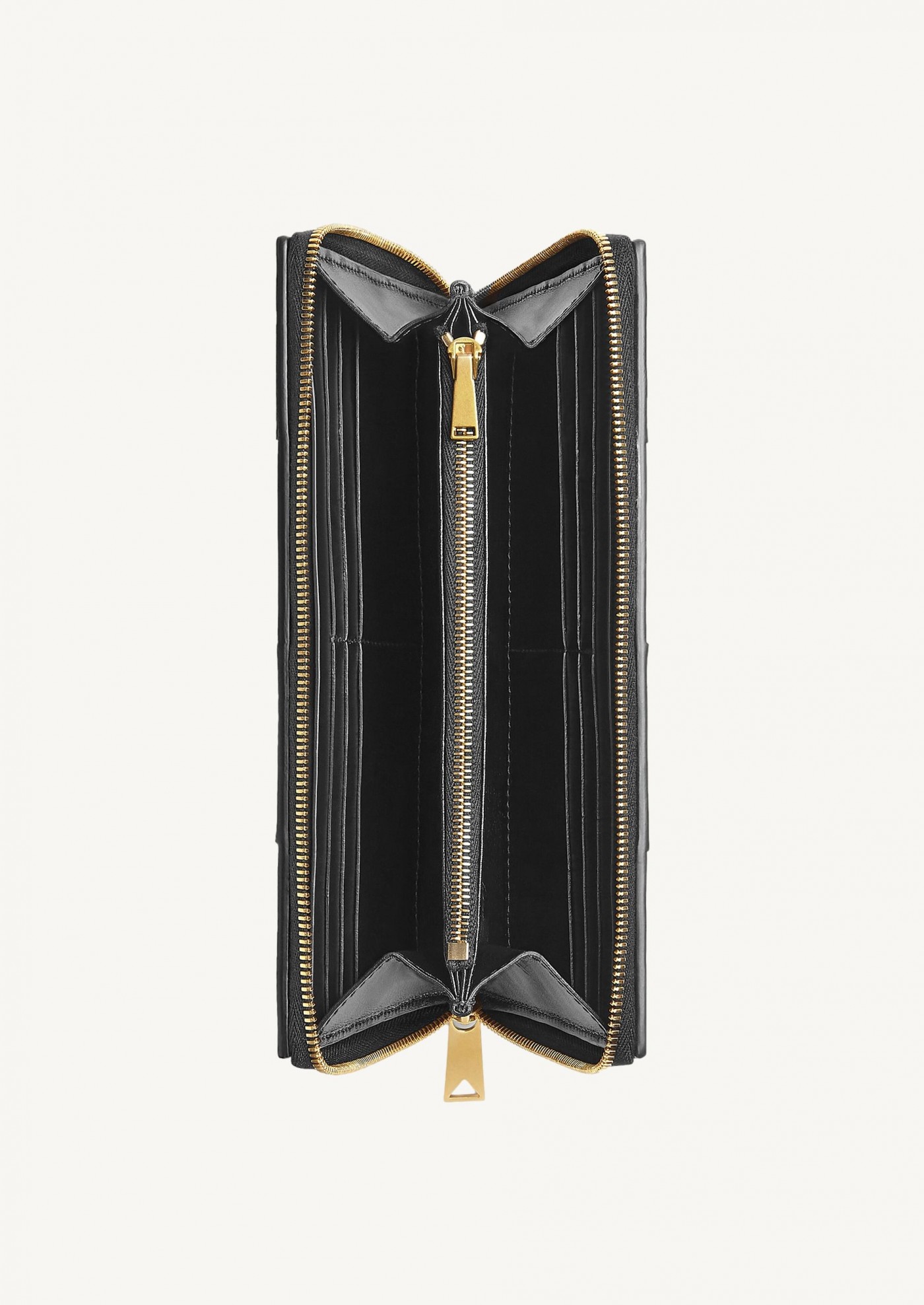 Compact zip wallet in soft grained calfskin