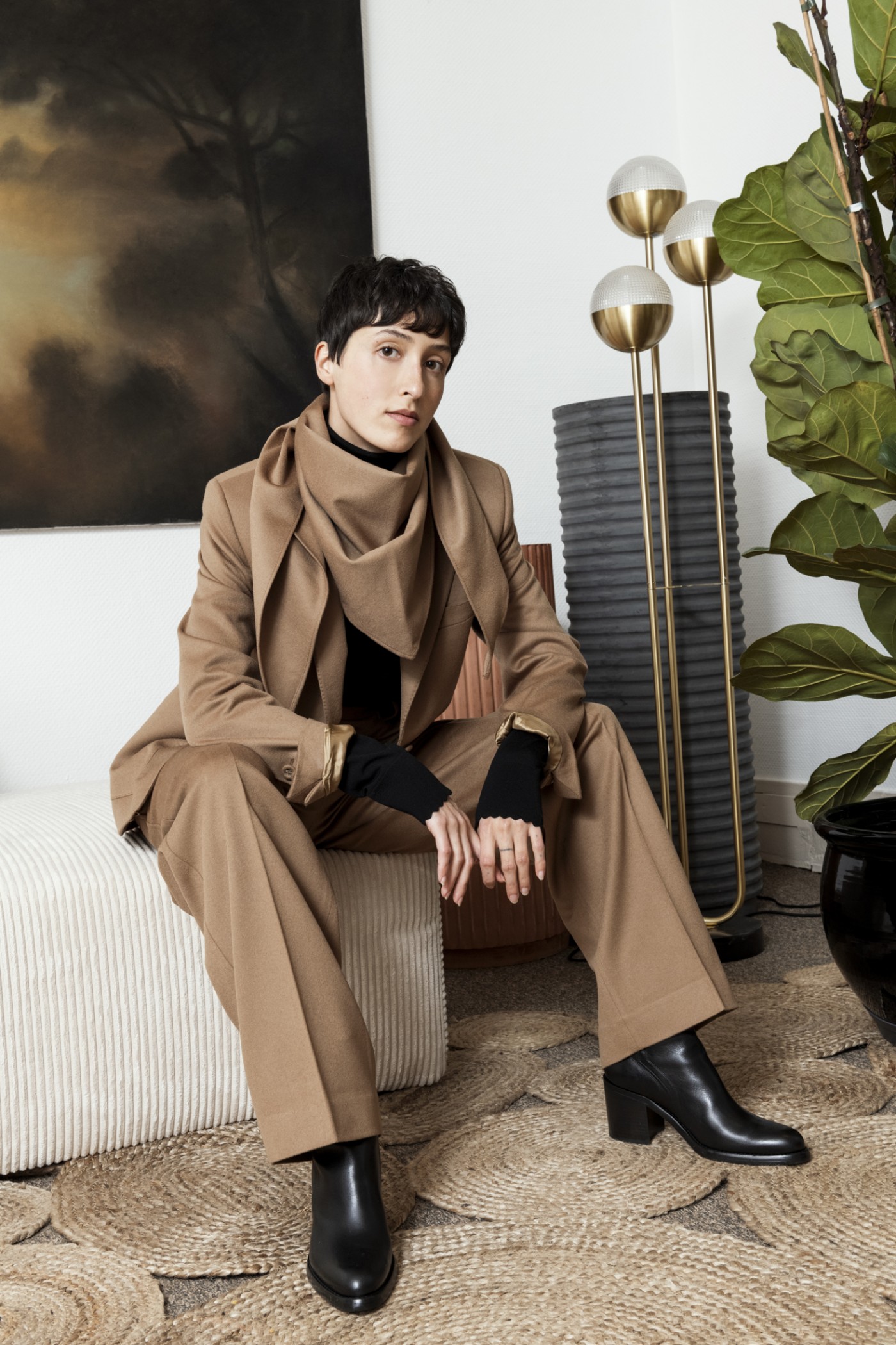 Foulard bandana camel